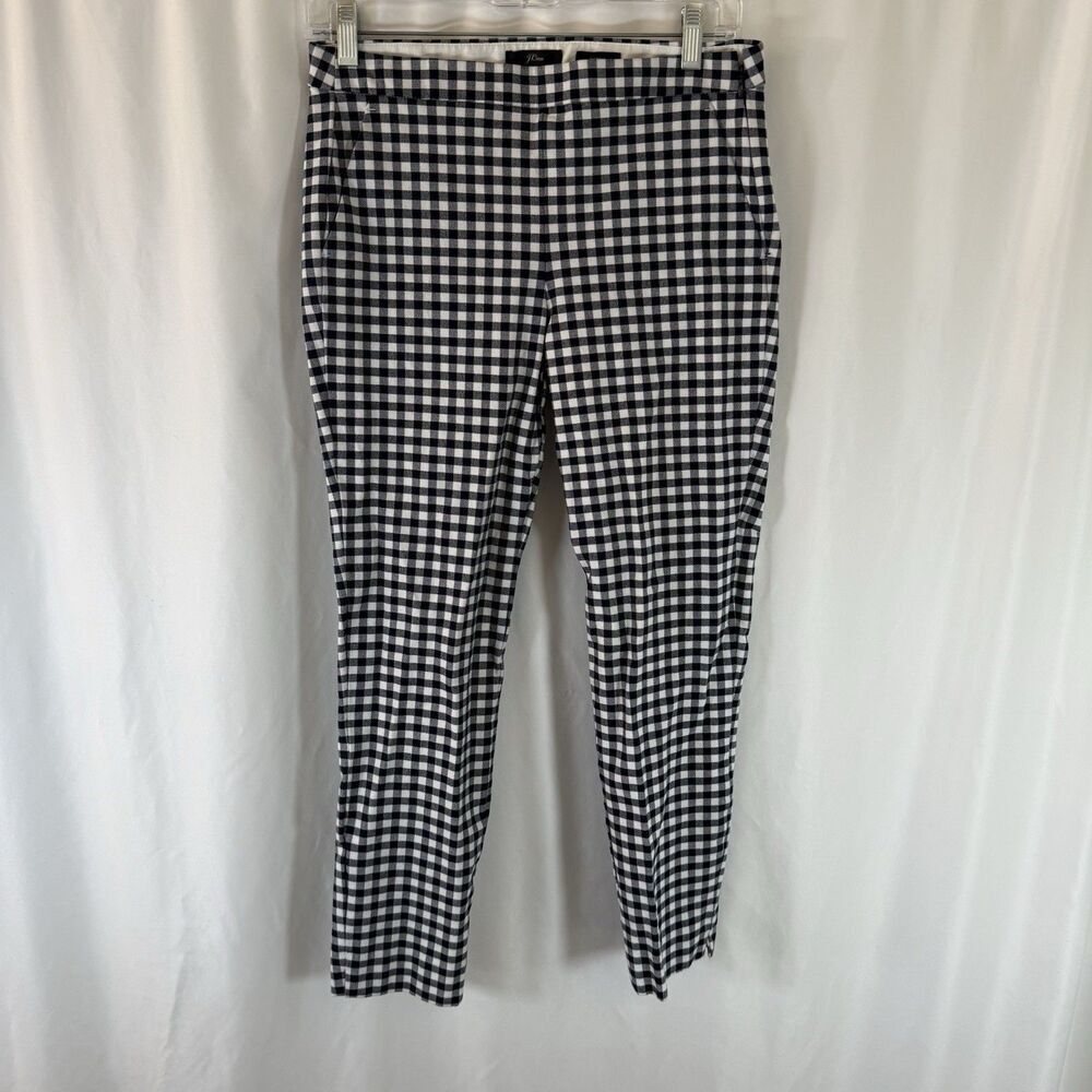 J. Crew Martie Pants Women's 4 Blue White Paid Side Zip Cotton Blend Mid Rise